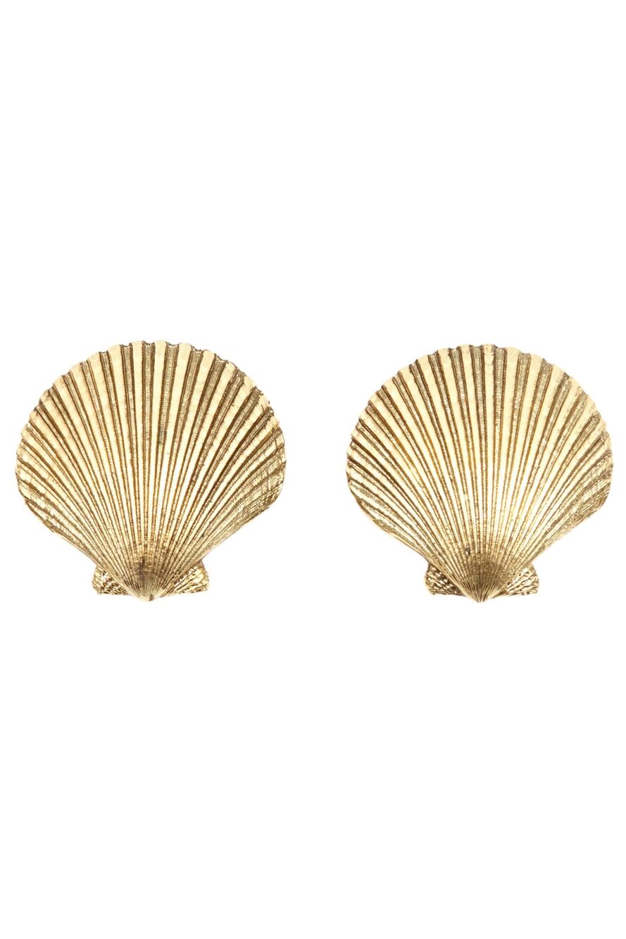 Vintage Yves Saint Laurent 1980s Gold-Tone Scallop Shell Clip-On Earrings